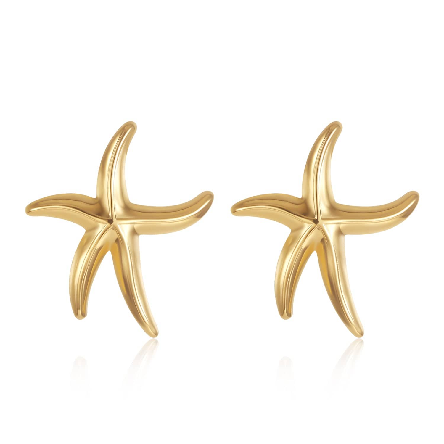 The Estelle Earring – gold starfish-shaped statement earrings against a white background