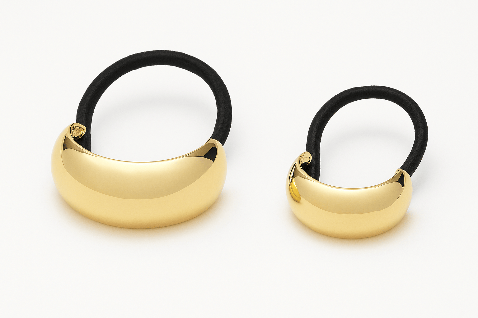 The Perfect Hoop Hair Hoop Duo in gold, showcasing both standard and mini sizes, displayed together on white background