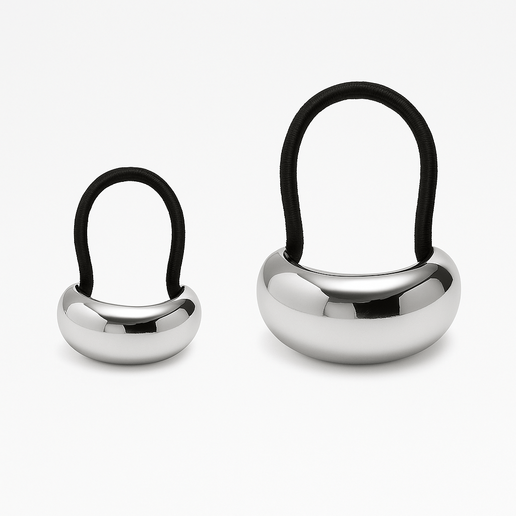 The Perfect Hoop Hair Hoop Duo in silver, featuring two size variants side by side, styled for stacking or individual use