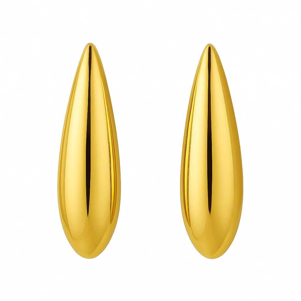 The Perfect Hoop Lotus Earring worn by model, showing bold sculptural gold design and comfortable fit against white tank and clean background.