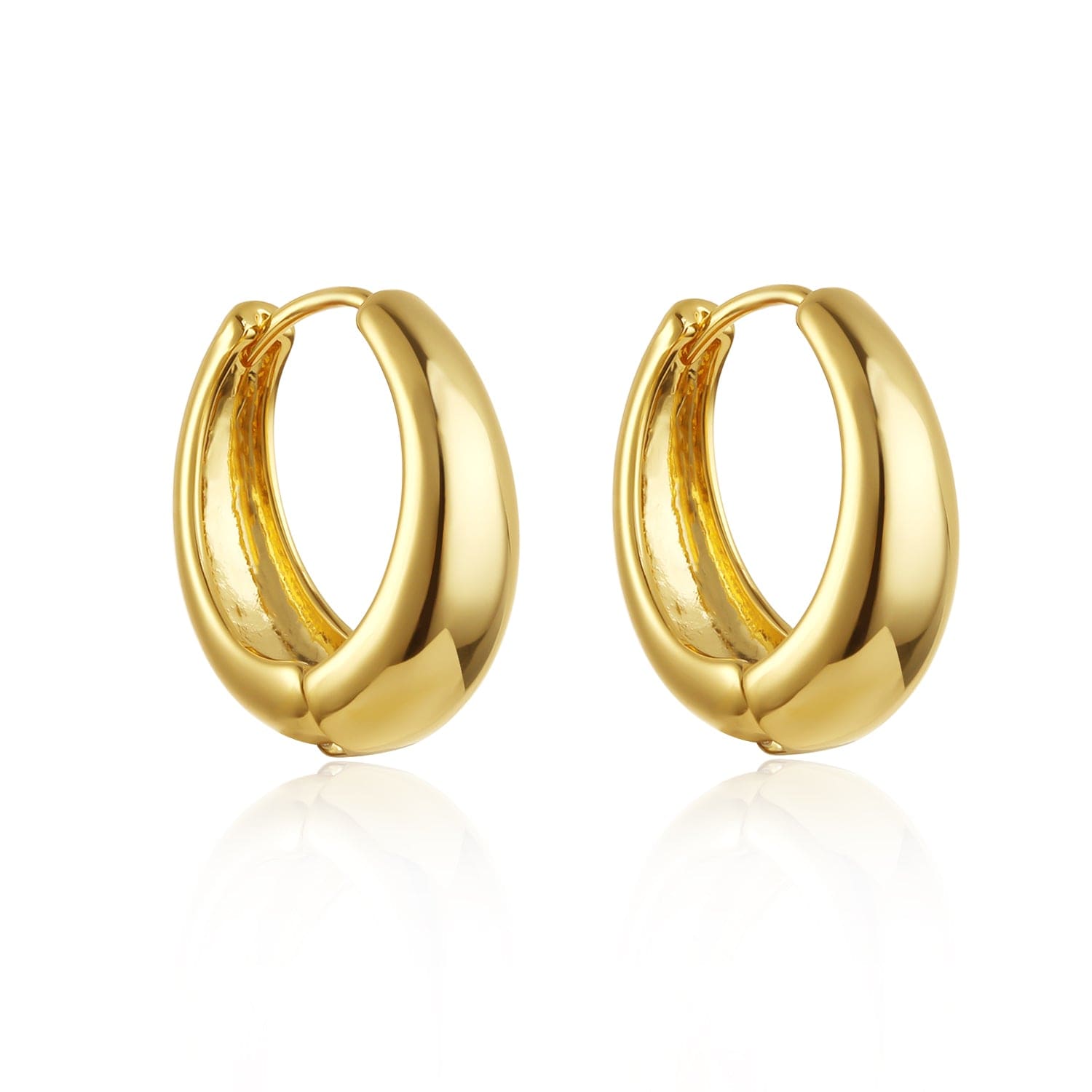 A pair of Capri Hoop Midi earrings is shown side-by-side against a white background. 