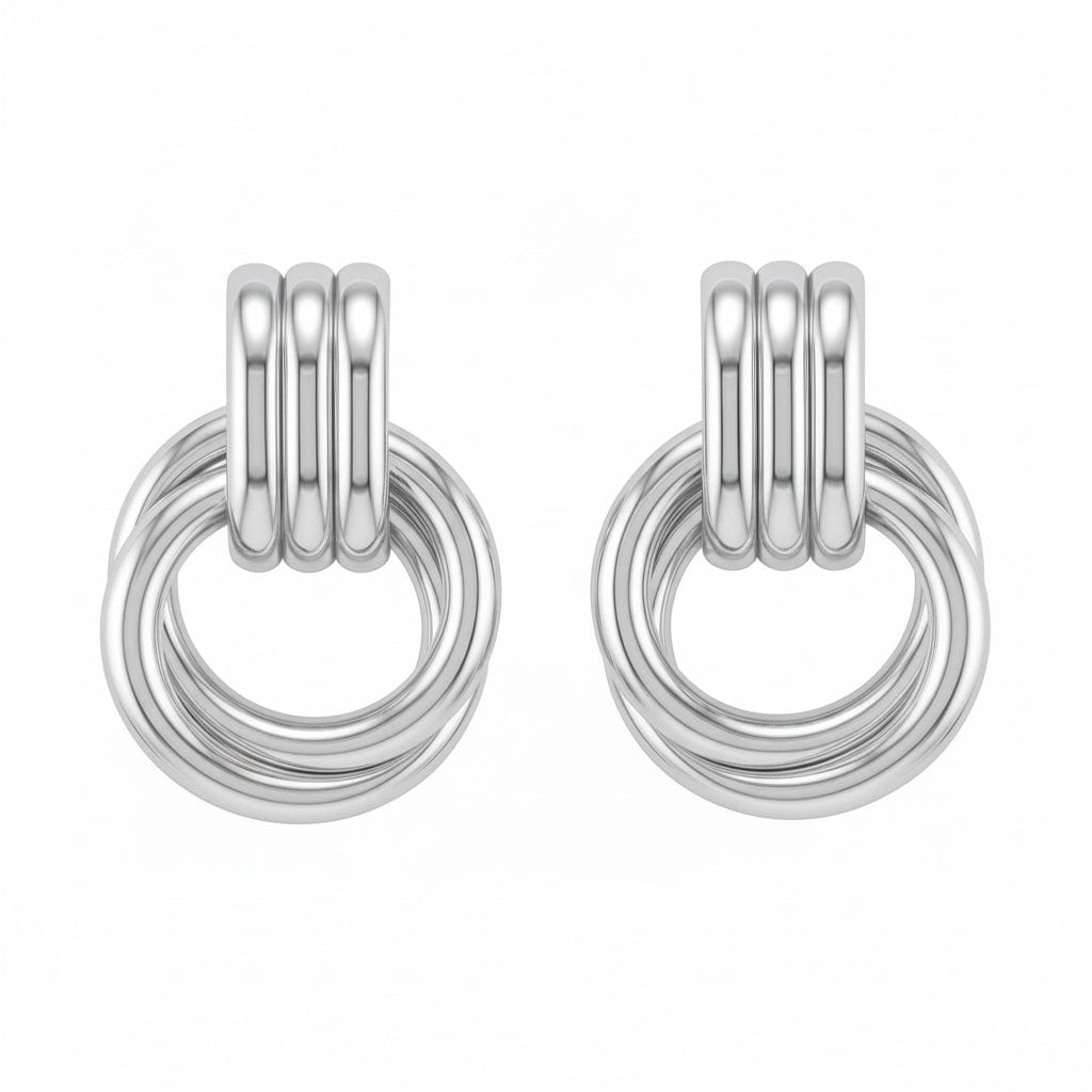 The Perfect Hoop Lupo Hoop in silver finish, highlighting its polished interlinked circular design on clean white background.