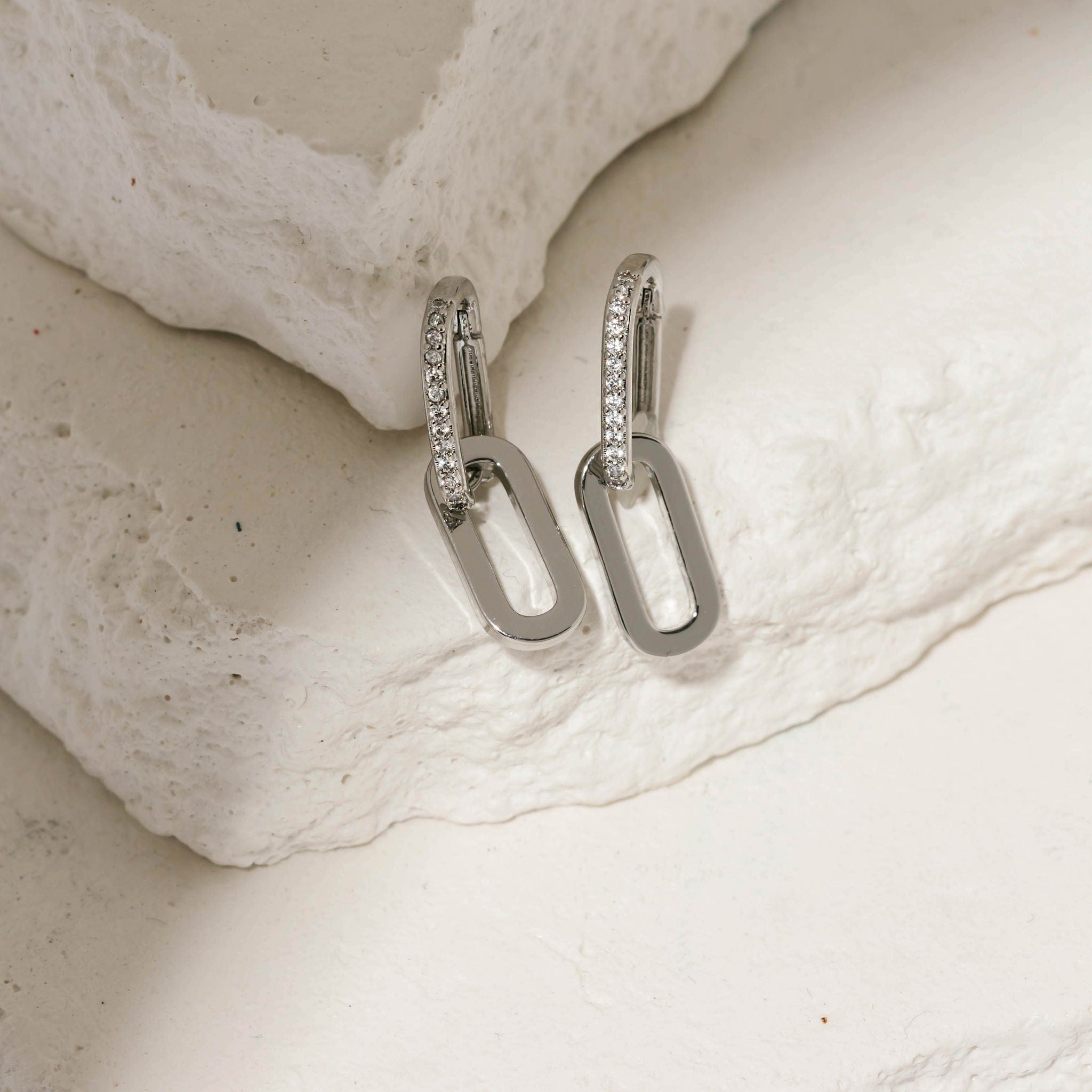 Drop hoop earrings silver store
