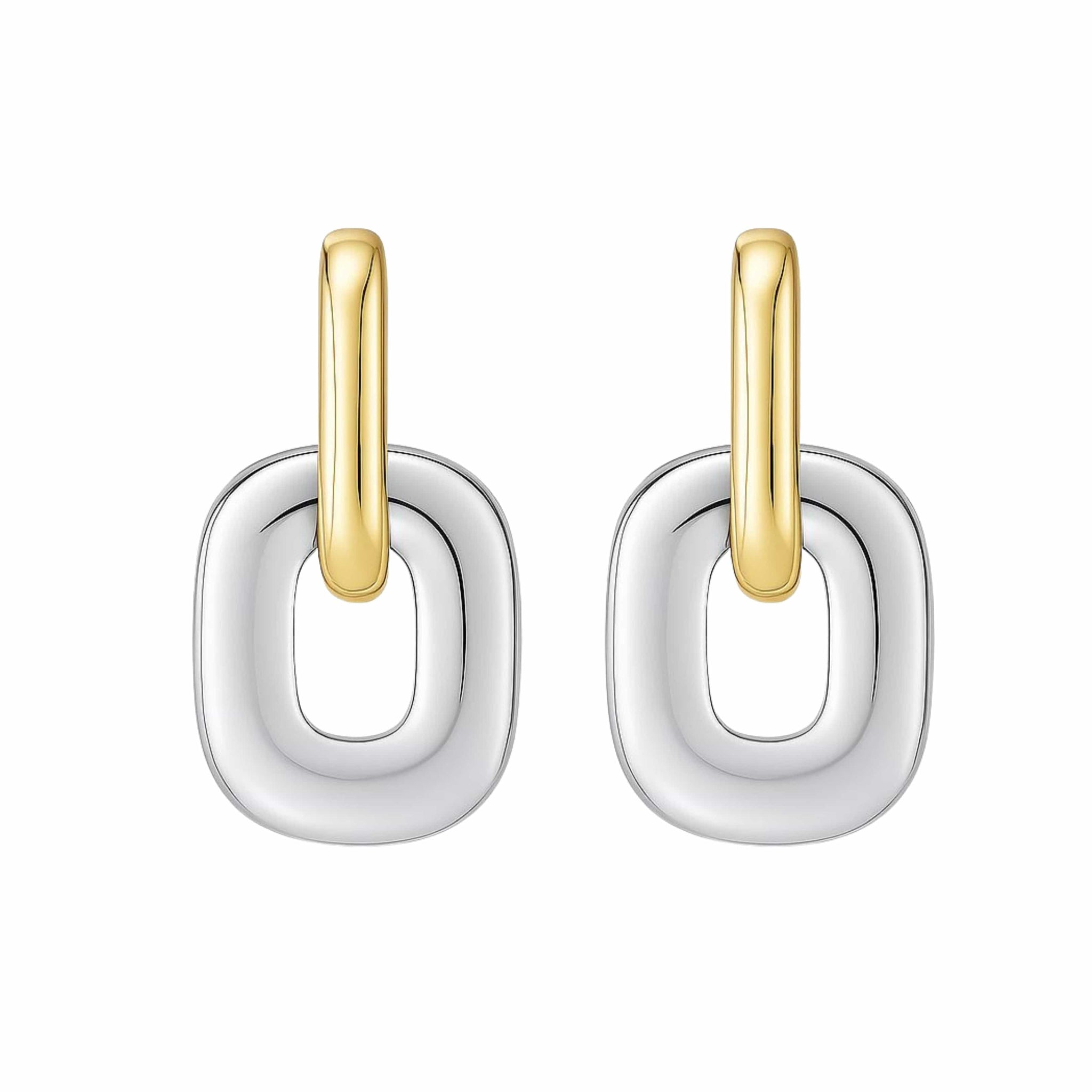 The Perfect Hoop Locket Drop Hoop Grande, oversized statement drop earrings with a sculptural silhouette, displayed front-facing on white background