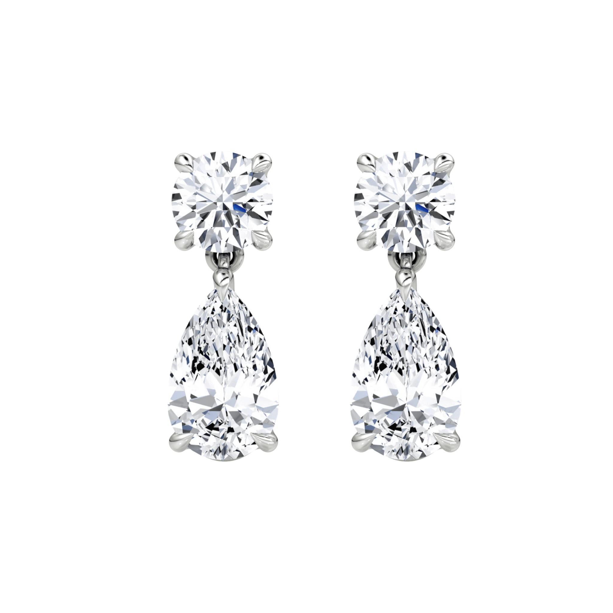 The Perfect Hoop Demi Drop Earrings in polished silver, featuring stacked crystal  detail on white background.