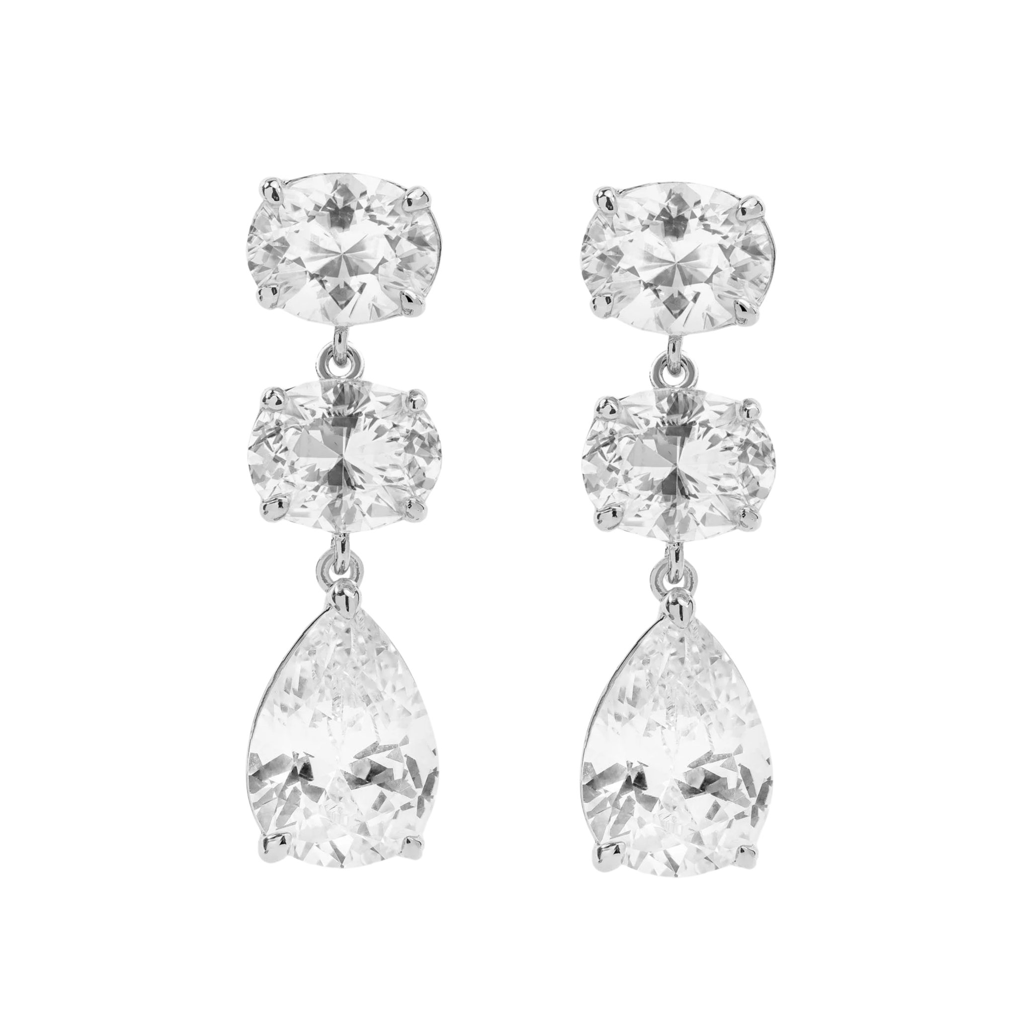 The Perfect Hoop For Richer Drop Earrings on white background, gold finish with cascading crystal accents.