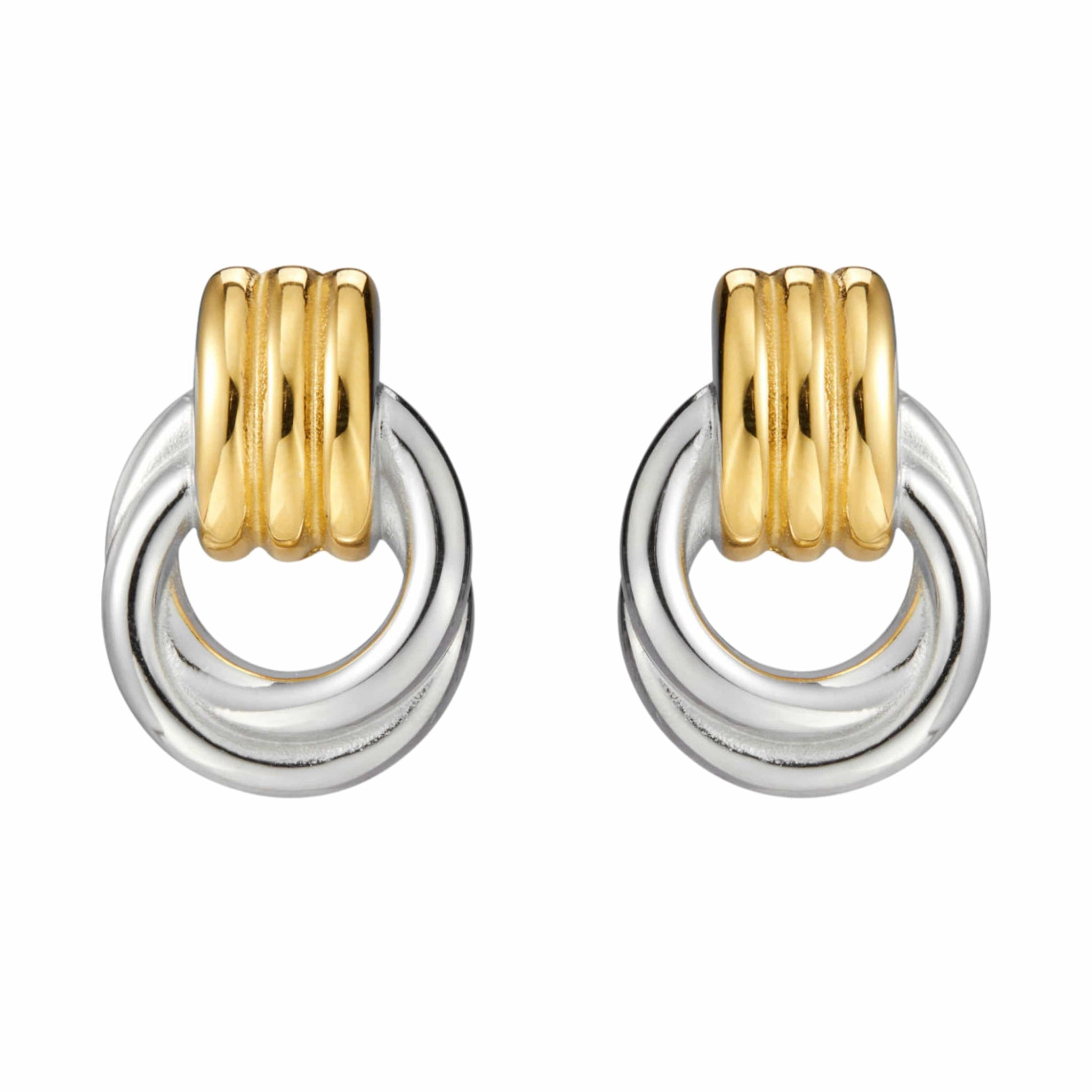 The Perfect Hoop Lupo Hoop in elegant two-toned finish, featuring a polished gold base and silver top accents, displayed on a white background.